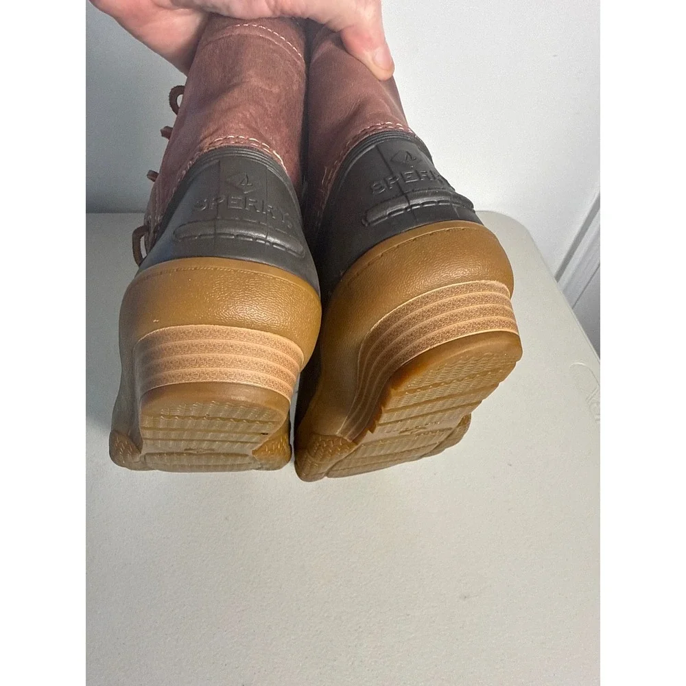 Sperry Top-Sider Saltwater Wedge Duck Boots Burgundy Leather STS80770 Womens 8.5